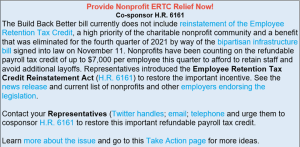 We join the National Council of Nonprofits in Urging Action to Restore the ERTC and avoid Retroactive Employer Liabilities
